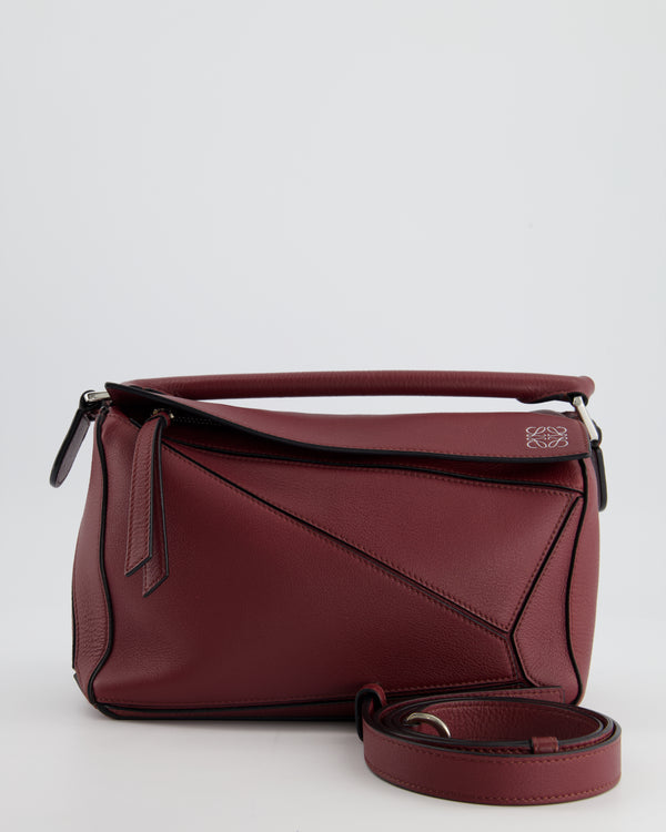 Loewe Aubergine Purple Small Puzzle Bag with Silver Hardware RRP £2550