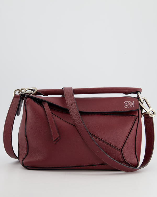 Loewe Aubergine Purple Small Puzzle Bag with Silver Hardware RRP £2550