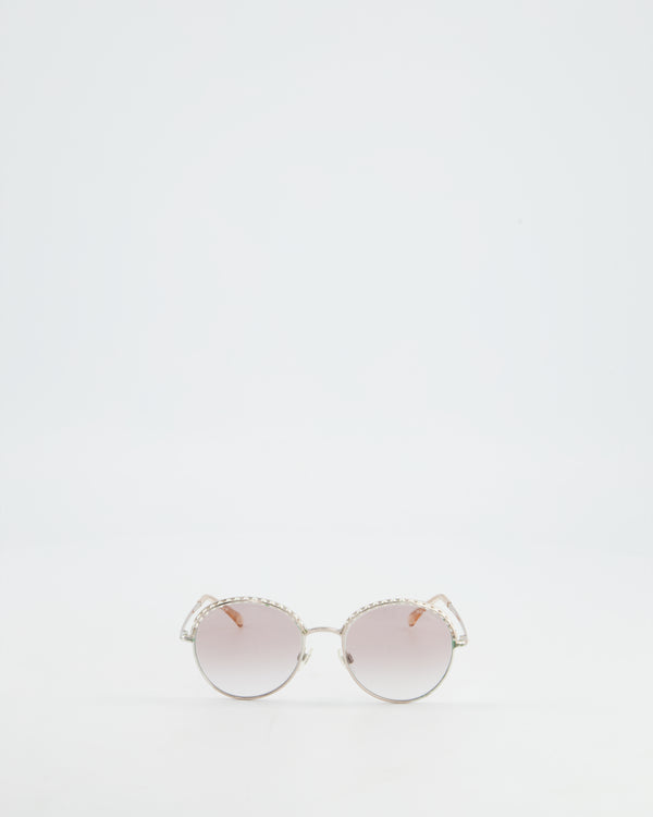 *FIRE PRICE* Chanel Rose Gold Metal Round Sunglasses with Pearl Eyebrow Detail