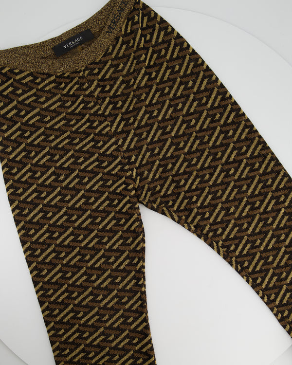 Versace Brown and Gold Two Piece Long Sleeve Shirt and Trousers Set IT 38 (UK 6)