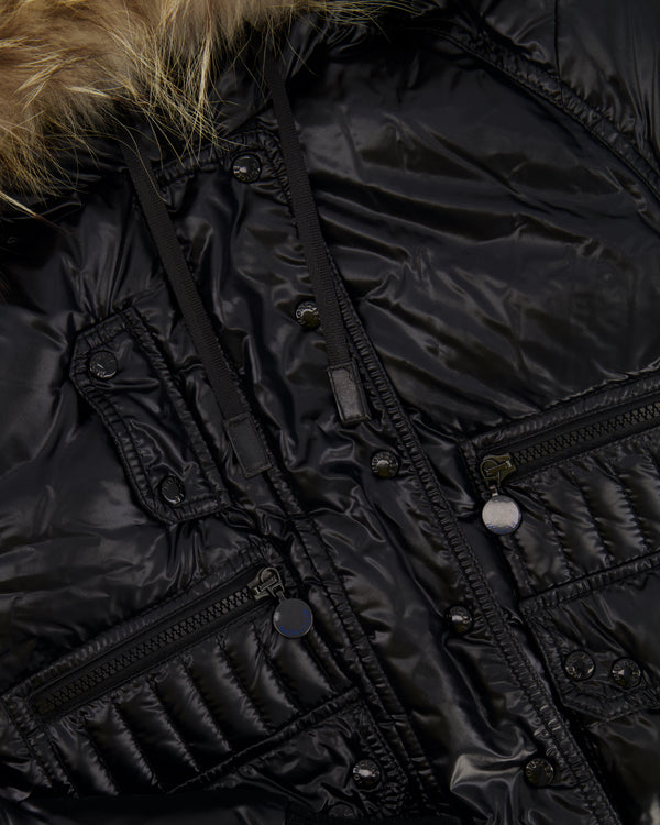 *FIRE PRICE* Moncler Black Puffer Jacket with Fur Collar Size FR 36 (UK 8) RRP £1,500