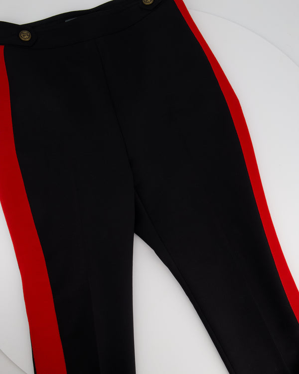 Alexander Mcqueen Navy Trousers With Red Stripe and Gold Button Details Size IT 40 (UK 8)