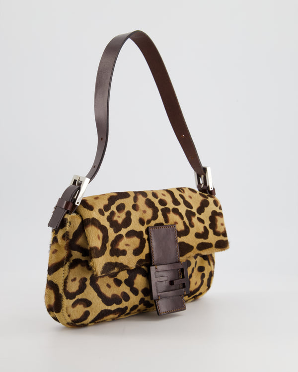 *RARE* Fendi Brown Leopard Print Vintage Baguette Bag in Pony Hair with Brown Leather Hardware
