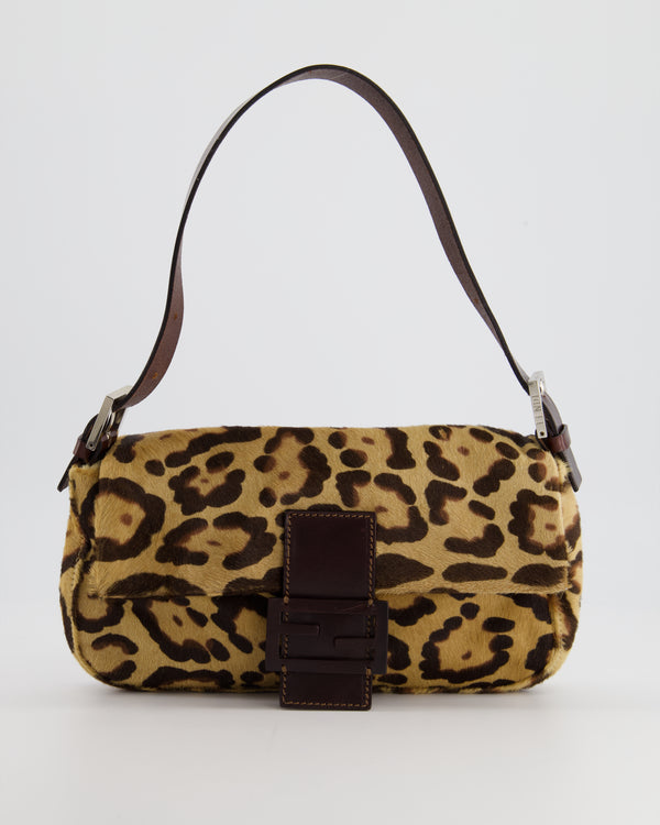 *RARE* Fendi Brown Leopard Print Vintage Baguette Bag in Pony Hair with Brown Leather Hardware