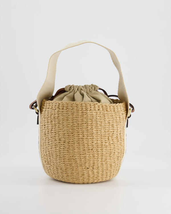 Chloé Raffia Small Woody Basket Bag with Brown Leather Details RRP £550