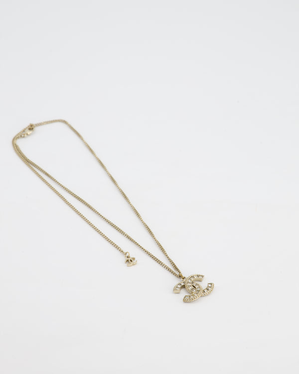 Chanel Antique Gold Pendant Necklace with CC Crystal Detail