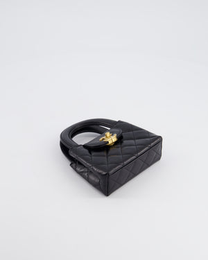 *HOT & RARE* Chanel Black Nano Kelly Shopping Bag in Calfskin Leather with Brushed Antique Gold Hardware