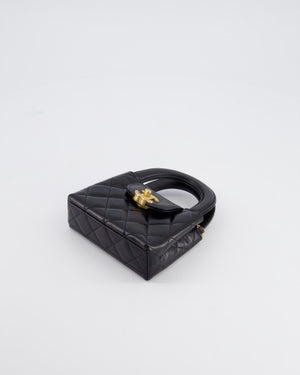 *HOT & RARE* Chanel Black Nano Kelly Shopping Bag in Calfskin Leather with Brushed Antique Gold Hardware