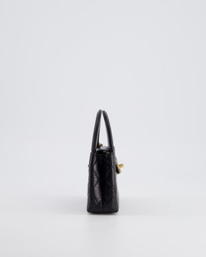 *HOT & RARE* Chanel Black Nano Kelly Shopping Bag in Calfskin Leather with Brushed Antique Gold Hardware