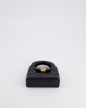 *HOT & RARE* Chanel Black Nano Kelly Shopping Bag in Calfskin Leather with Brushed Antique Gold Hardware