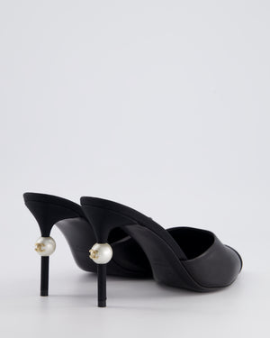 Chanel Black Pointed Mules with Pearl Detail Size EU 39.5