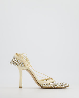Bottega Veneta Beige Leather Sparkle Stretch Pumps with Square Toe Detail Size EU 38 RRP £1,300