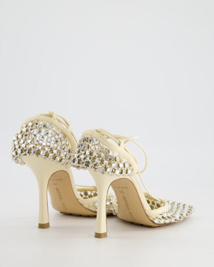 Bottega Veneta Beige Leather Sparkle Stretch Pumps with Square Toe Detail Size EU 38 RRP £1,300