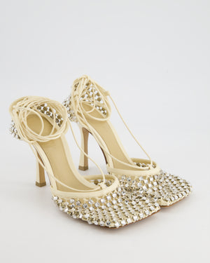 Bottega Veneta Beige Leather Sparkle Stretch Pumps with Square Toe Detail Size EU 38 RRP £1,300