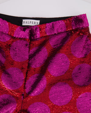 Halpern Pink Graphic Sequin Flare Trousers Size FR 40 (UK 12)