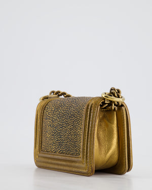 *RARE* Chanel Bronze Micro Boy Bag in Stingray & Calfskin Leather with Antique Bronze Hardware