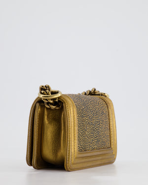 *RARE* Chanel Bronze Micro Boy Bag in Stingray & Calfskin Leather with Antique Bronze Hardware