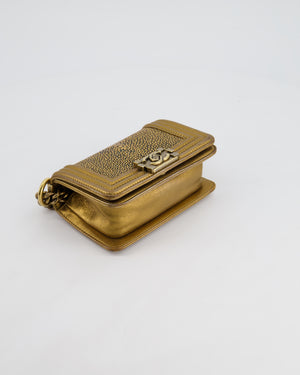 *RARE* Chanel Bronze Micro Boy Bag in Stingray & Calfskin Leather with Antique Bronze Hardware