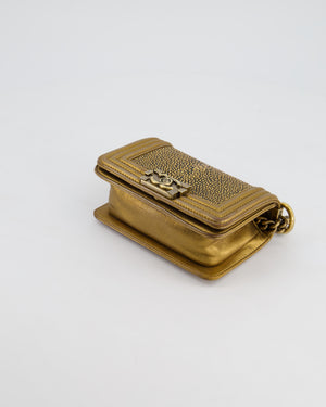 *RARE* Chanel Bronze Micro Boy Bag in Stingray & Calfskin Leather with Antique Bronze Hardware