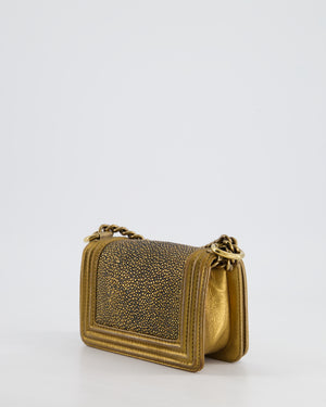 *RARE* Chanel Bronze Micro Boy Bag in Stingray & Calfskin Leather with Antique Bronze Hardware