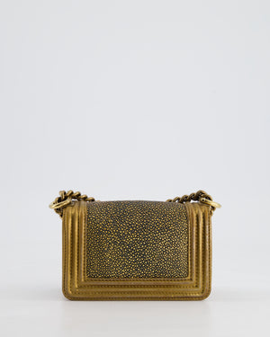 *RARE* Chanel Bronze Micro Boy Bag in Stingray & Calfskin Leather with Antique Bronze Hardware