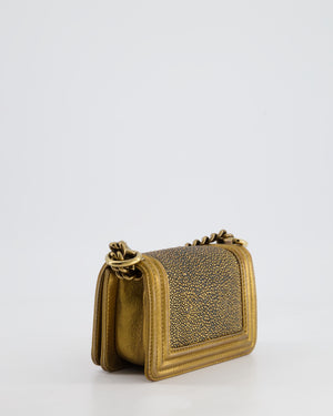 *RARE* Chanel Bronze Micro Boy Bag in Stingray & Calfskin Leather with Antique Bronze Hardware
