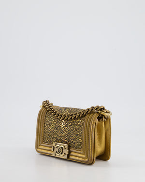 *RARE* Chanel Bronze Micro Boy Bag in Stingray & Calfskin Leather with Antique Bronze Hardware