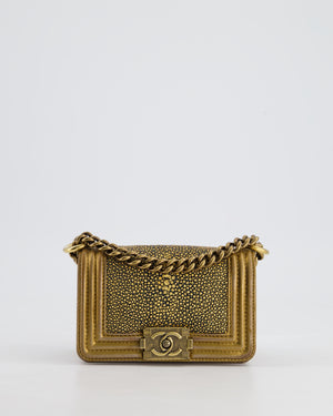 *RARE* Chanel Bronze Micro Boy Bag in Stingray & Calfskin Leather with Antique Bronze Hardware