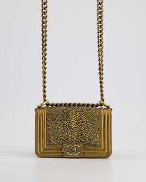 *RARE* Chanel Bronze Micro Boy Bag in Stingray & Calfskin Leather with Antique Bronze Hardware