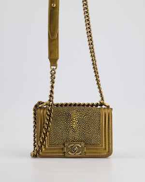 *RARE* Chanel Bronze Micro Boy Bag in Stingray & Calfskin Leather with Antique Bronze Hardware