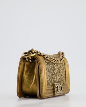 *RARE* Chanel Bronze Micro Boy Bag in Stingray & Calfskin Leather with Antique Bronze Hardware
