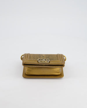 *RARE* Chanel Bronze Micro Boy Bag in Stingray & Calfskin Leather with Antique Bronze Hardware