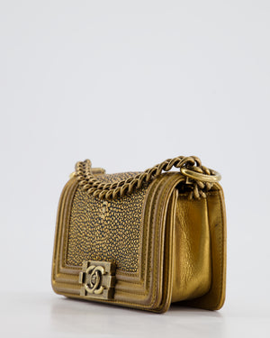 *RARE* Chanel Bronze Micro Boy Bag in Stingray & Calfskin Leather with Antique Bronze Hardware