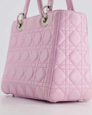 Christian Dior Lilac Medium Lady Dior Bag in Lambskin Leather with Silver Hardware RRP £5,300