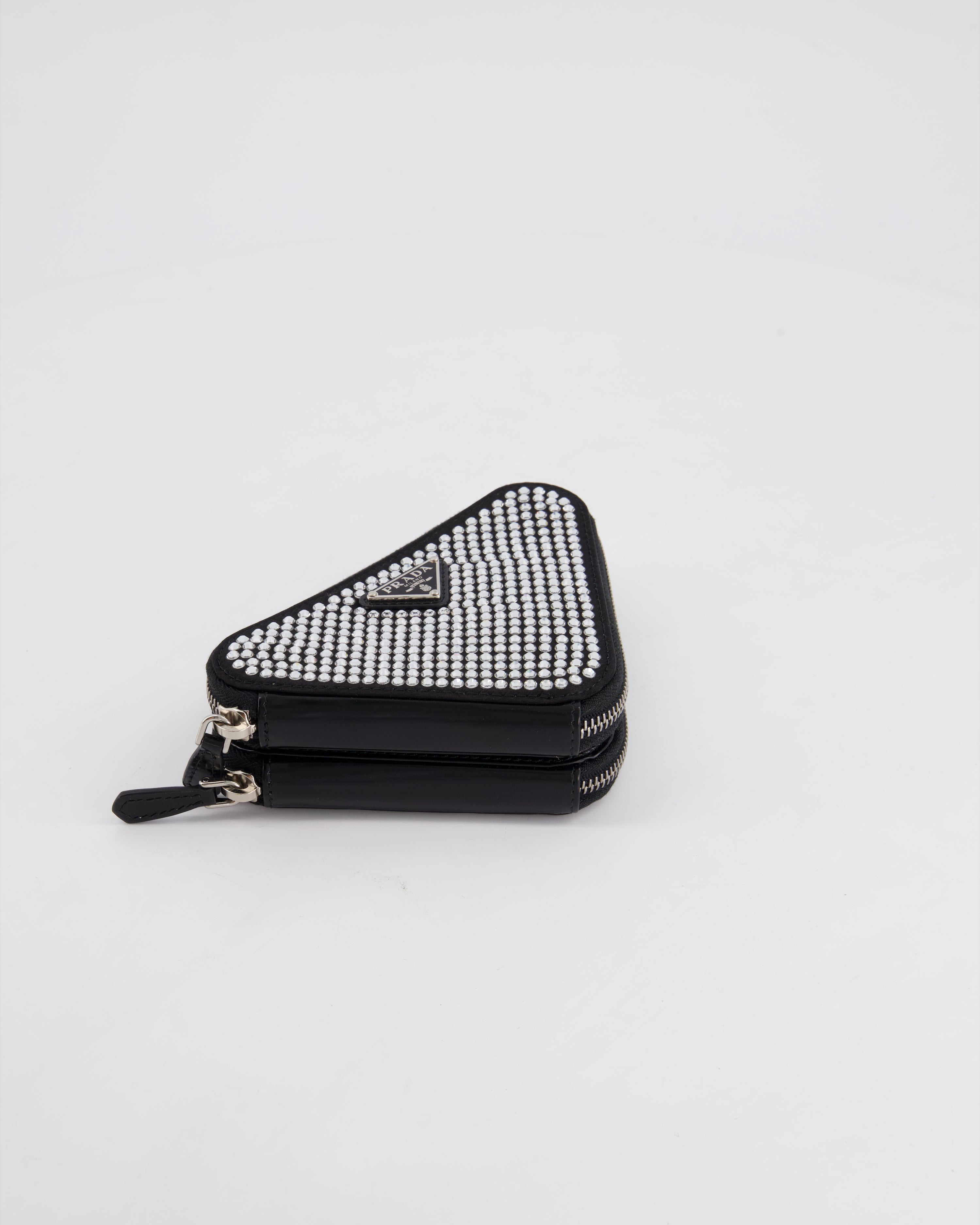 PRADA＊Triangular embellished クリスタル ミニポーチ＊送料込 PRADA＊Triangular embellished クリスタル ミニポーチ＊送料込