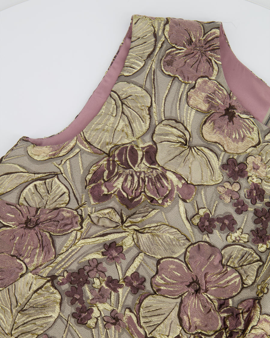 Dolce & Gabbana Gold & Pink Floral Sleeveless Mini Dress IT 40 (UK 8)