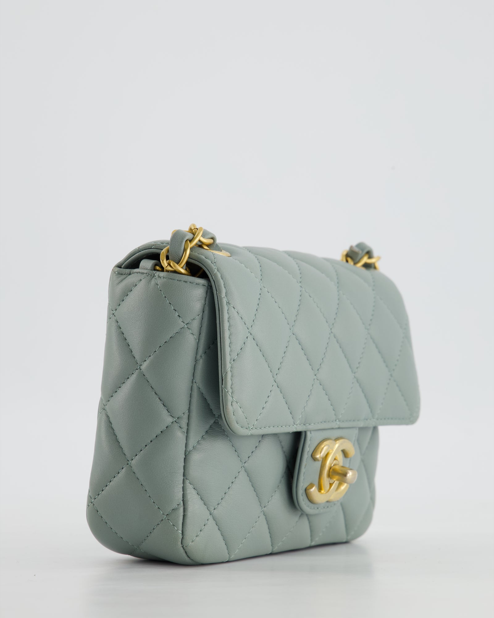 Chanel Grey Mini Flap Bag With Multicolour Coin Details and