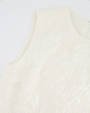 Fendi Pearl White Textured Sleeveless Dress with Mink Fur Detailing Size IT 42 (UK 10)
