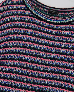 *FIRE PRICE* Chanel Pink, Black Metallic Green Mid-Sleeve Top FR 38 (UK 10)