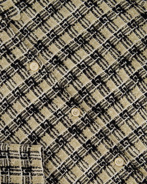 Gucci Gold, Black Jacquard Tweed Jacket with GG Logo Detail IT 40 (UK 8)