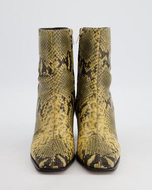 Jimmy Choo Bryelle Yellow & Black Snake Printed Leather Ankle Boots Detail Size EU 38.5