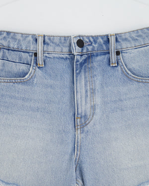Alexander Wang Light Washed Blue Denim Shorts with Distressed Hem Details Size 25 (UK 6)