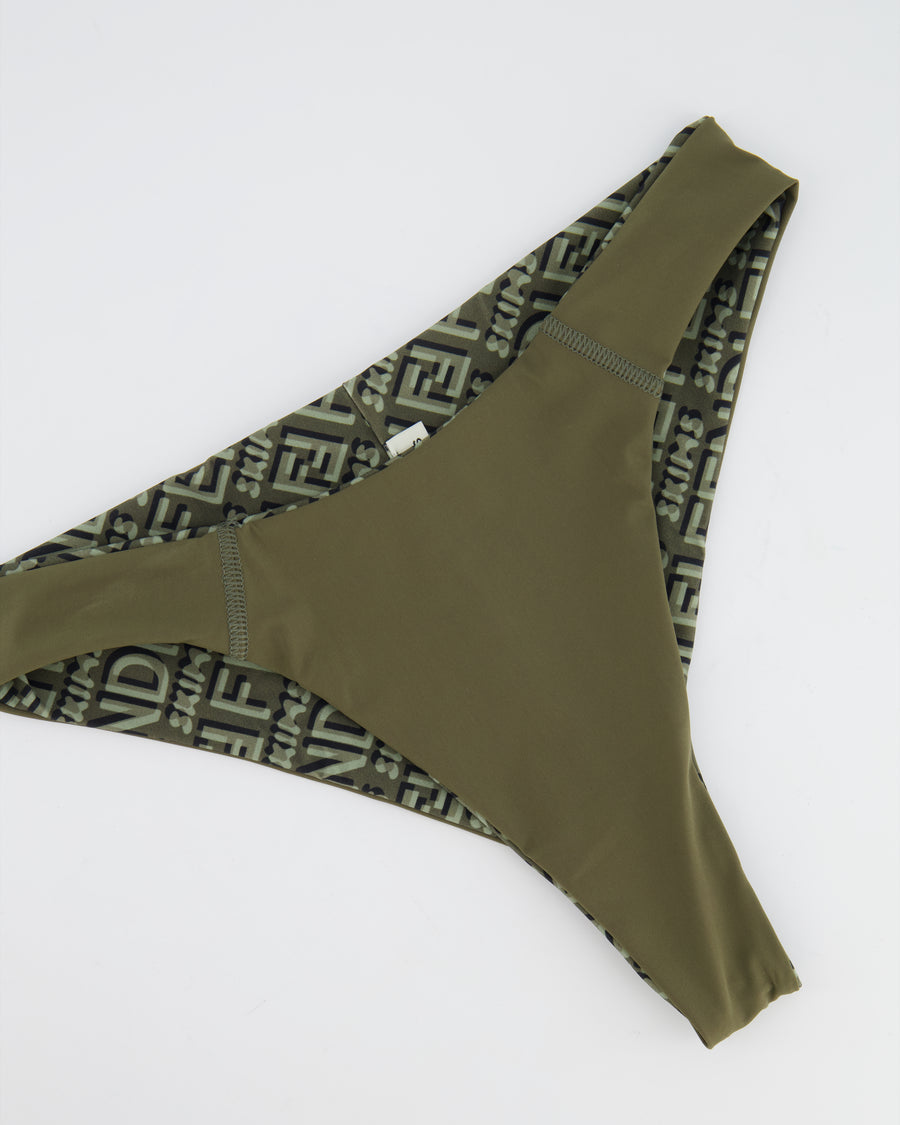 Fendi X Skims Khaki Longsleeve Swimwear Set Monogram Print Size S (UK 8)