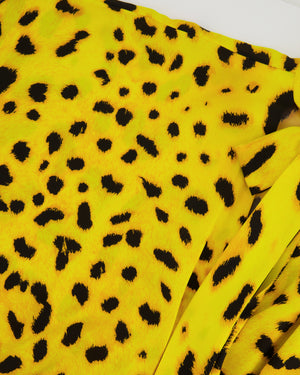 Dolce & Gabbana Yellow, Black Leopard Printed Playsuit Size IT 42 (UK 10)