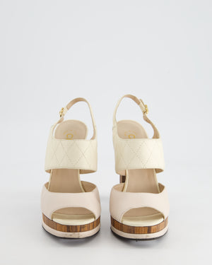 Chanel Platform Heels with Quilted Leather,  Wooden Details & CC LogoSize EU 36.5