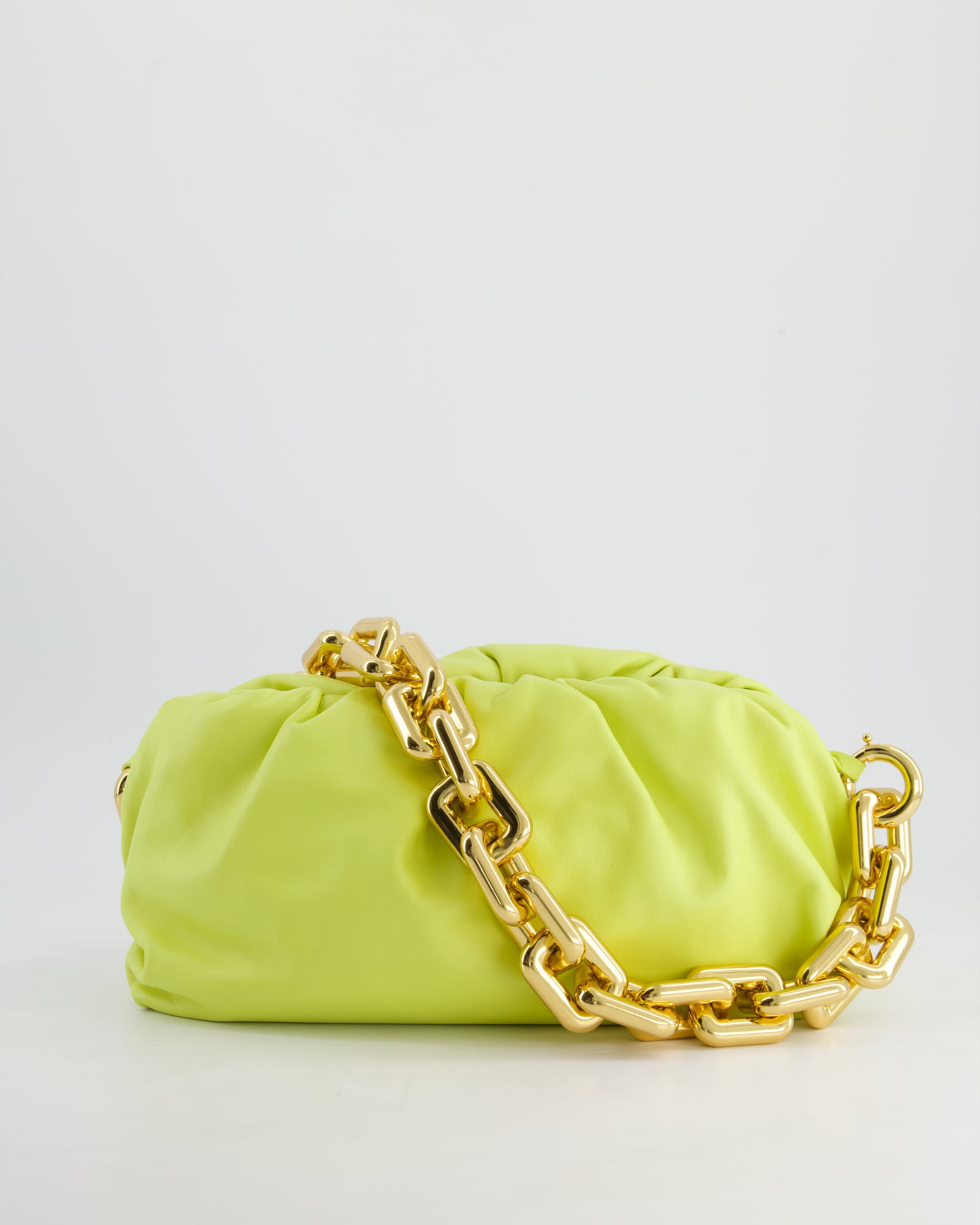 Bottega Veneta Lime Chain Pouch Bag in Nappa Leather with Gold