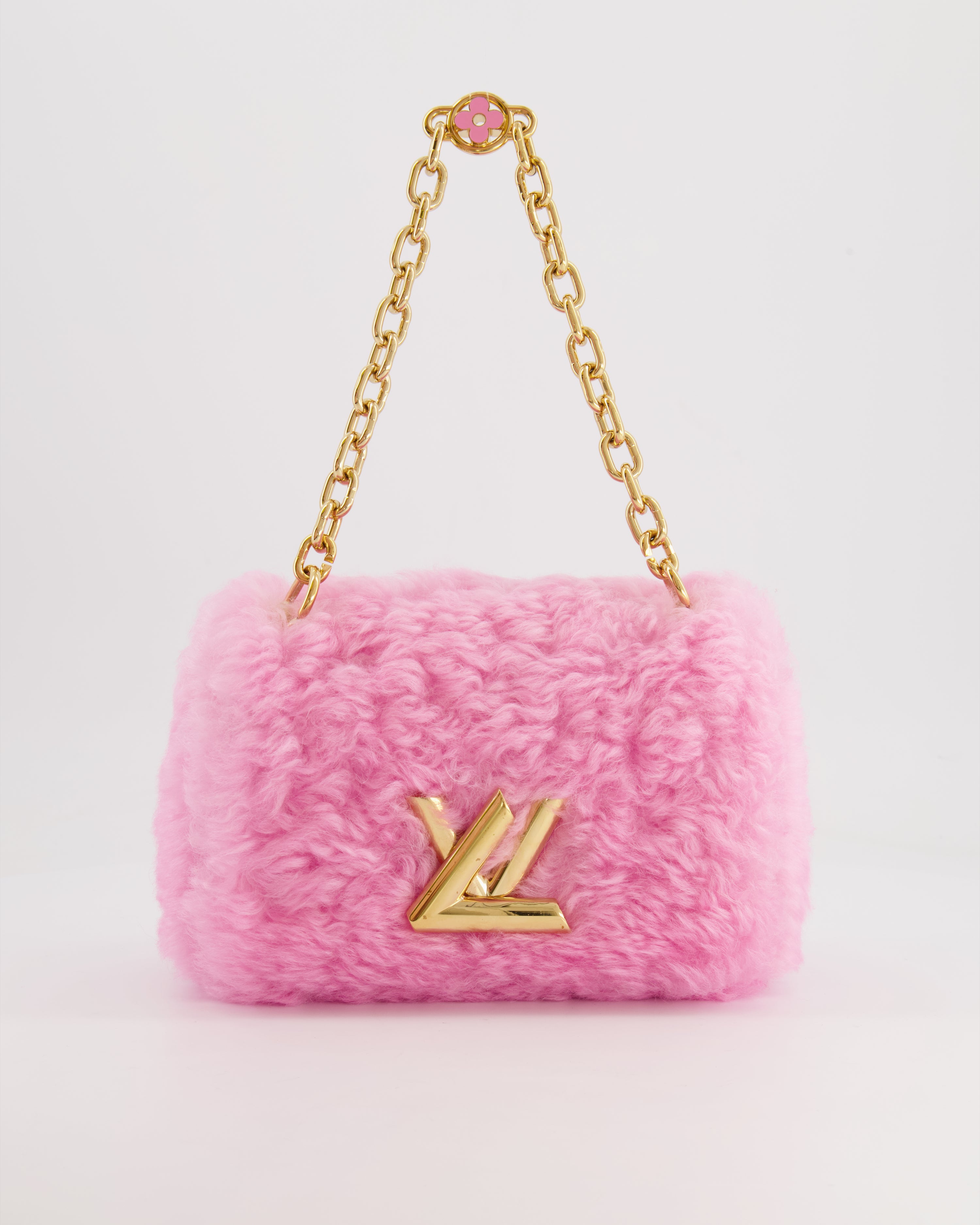 Louis Vuitton Candy Pink Shearling LV Twist PM Bag with Gold