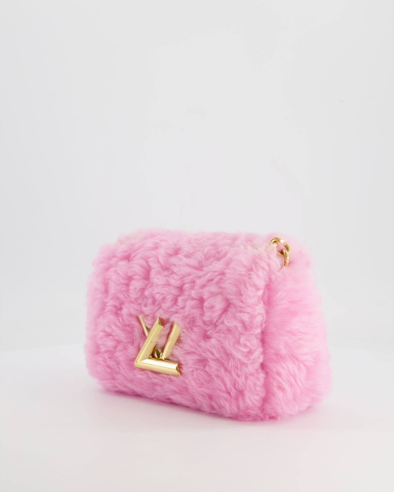 Louis Vuitton Candy Pink Shearling LV Twist PM Bag with Gold