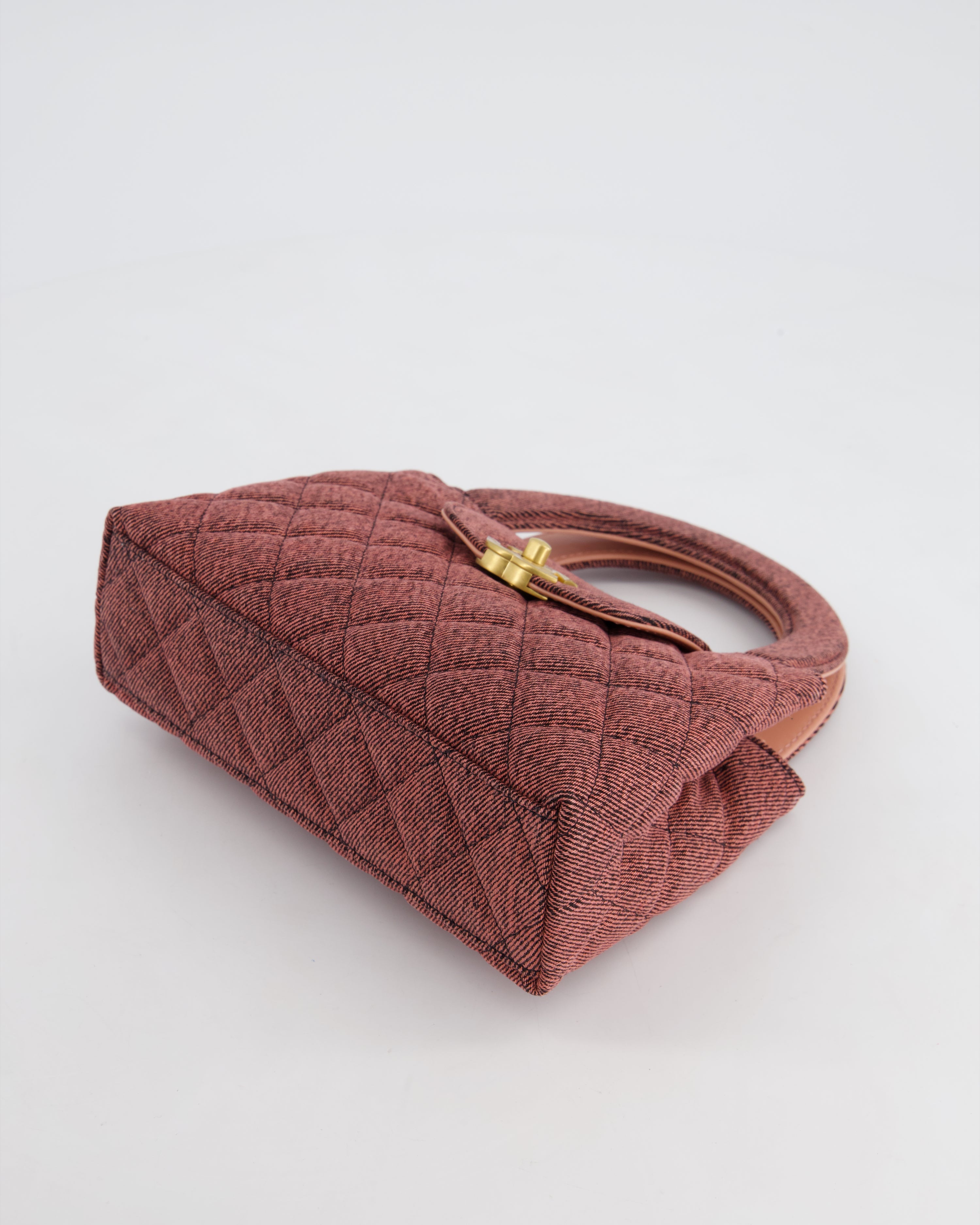 HOT RARE Chanel Dark Pink Small Mini Kelly Shopping Bag in Denim w Sellier