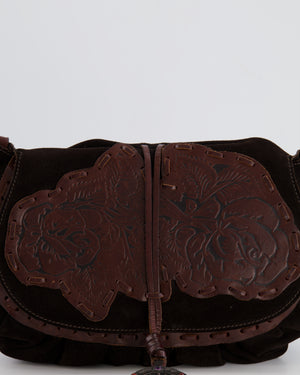 Valentino Brown Vintage Suede and Leather Bag with Logo Detail